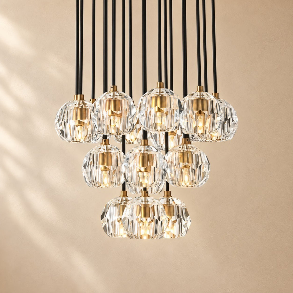 Bouine Glass Round Cluster Chandelier 19''