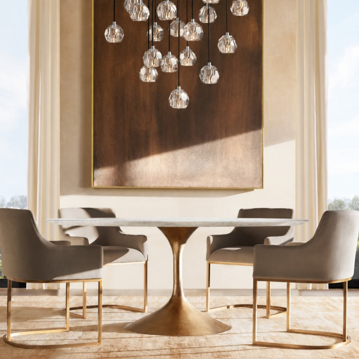 Bouine Glass Round Cluster Chandelier 40''