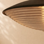 Cedric Blackened Iron Ribbed Glass Outdoor Sconce