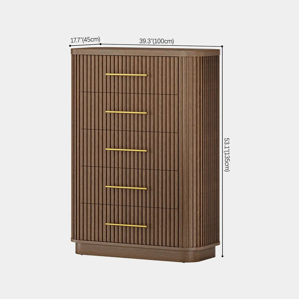Cove Fluted Solid Oak 5-Dreawer Dresser