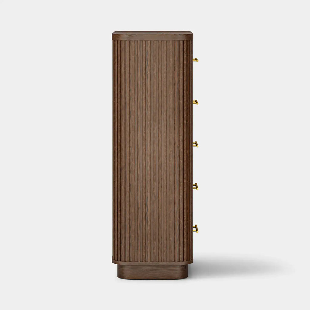 Cove Fluted Solid Oak 5-Dreawer Dresser