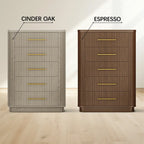 Cove Fluted Solid Oak 5-Dreawer Dresser