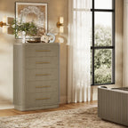 Cove Fluted Solid Oak 5-Dreawer Dresser