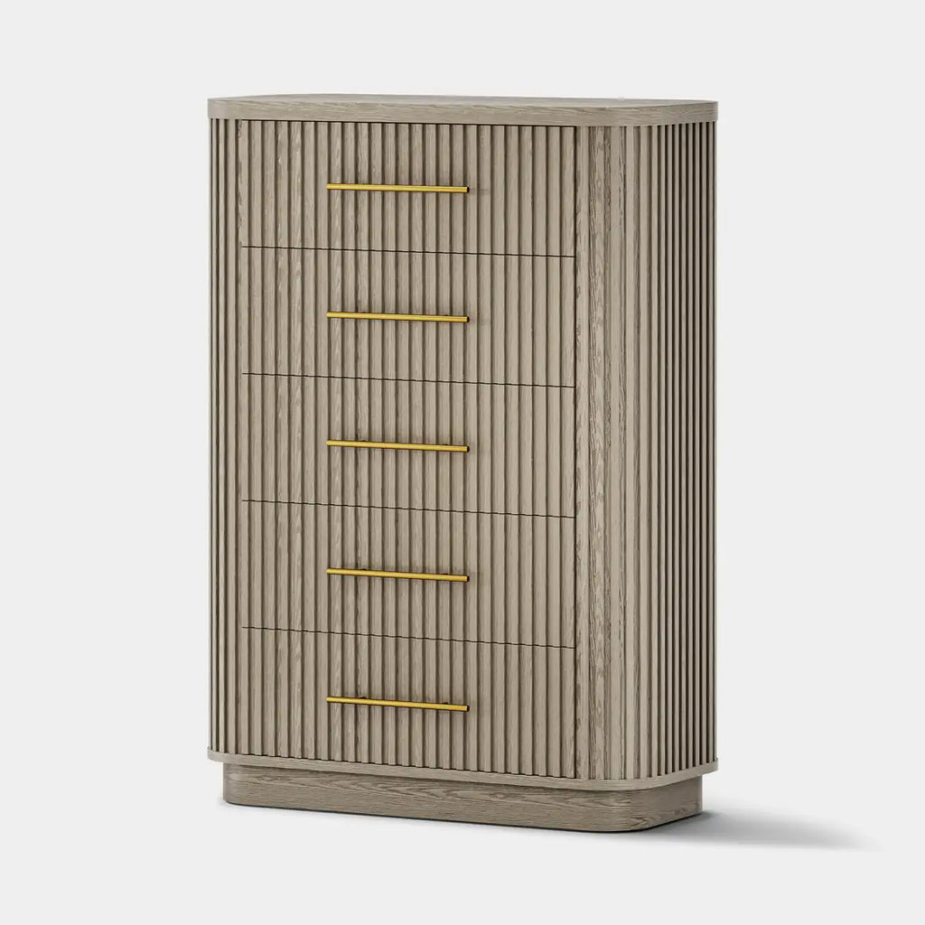 Cove Fluted Solid Oak 5-Dreawer Dresser