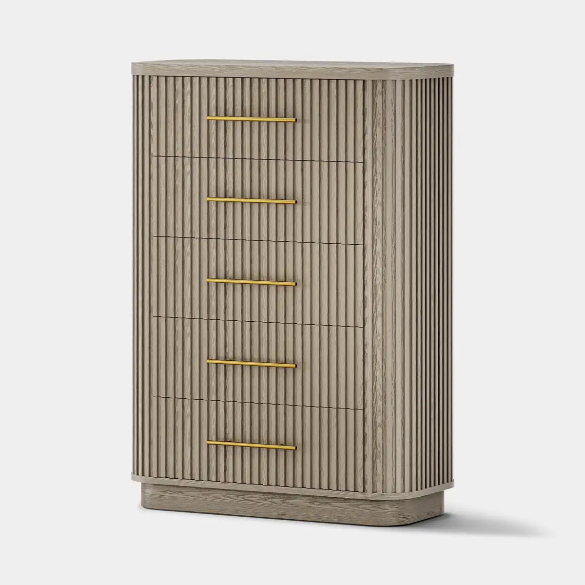 Cove Fluted Solid Oak 5-Dreawer Dresser