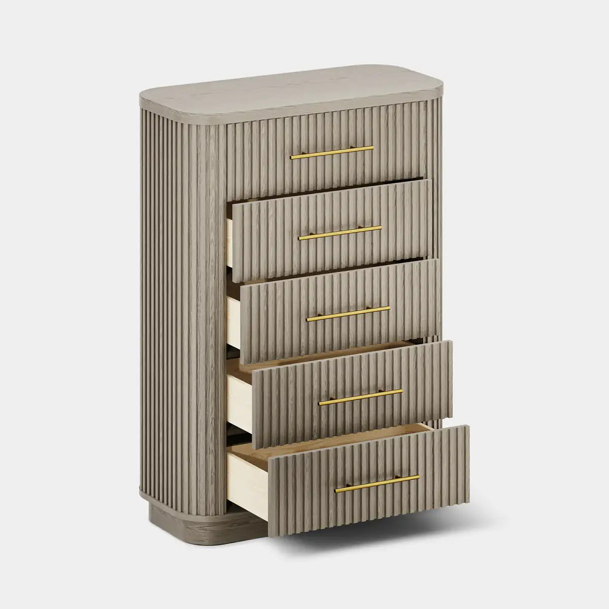 Cove Fluted Solid Oak 5-Dreawer Dresser