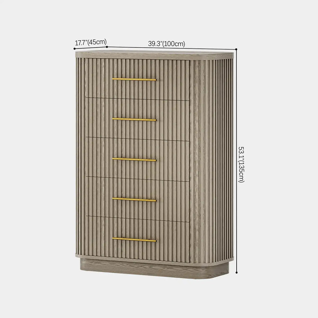 Cove Fluted Solid Oak 5-Dreawer Dresser