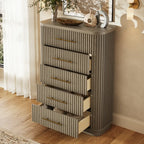 Cove Fluted Solid Oak 5-Dreawer Dresser
