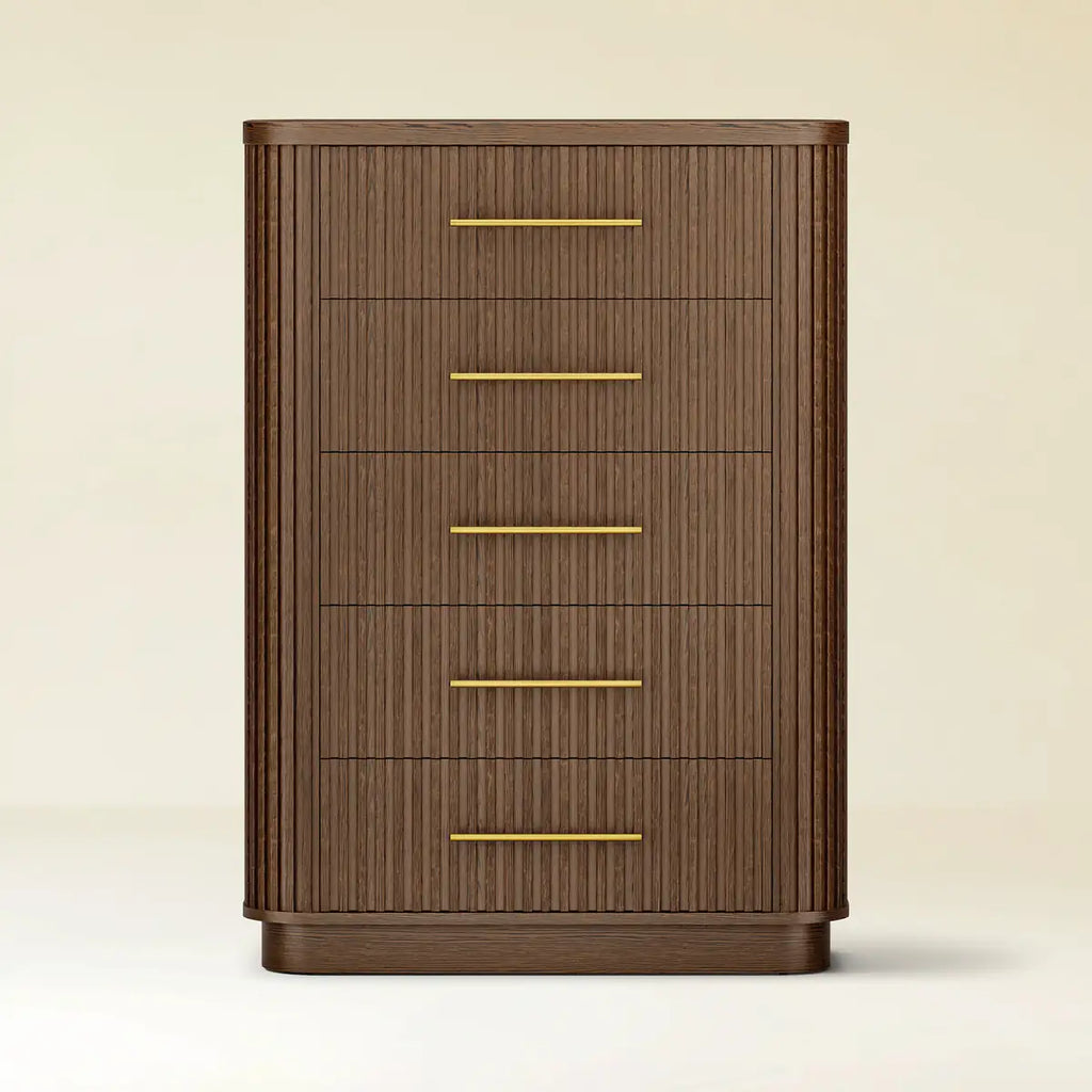 Cove Fluted Solid Oak 5-Dreawer Dresser