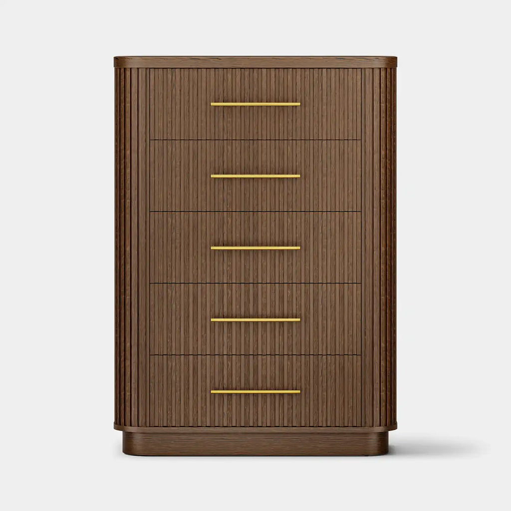 Cove Fluted Solid Oak 5-Dreawer Dresser