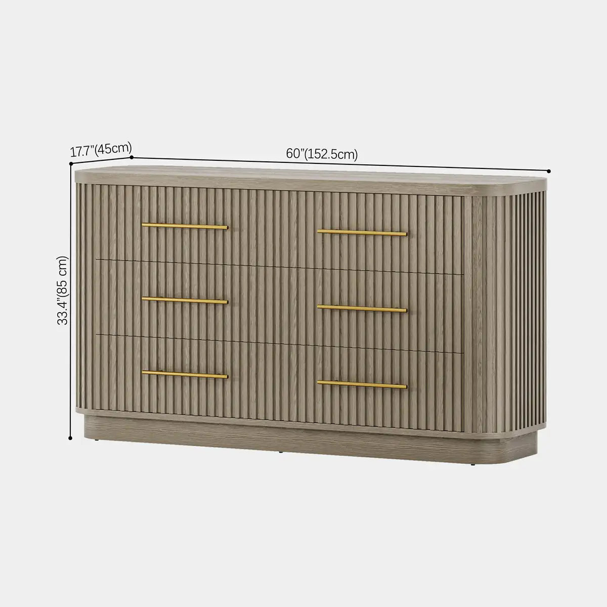 Cove Fluted Solid Oak 6-Dreawer Dresser