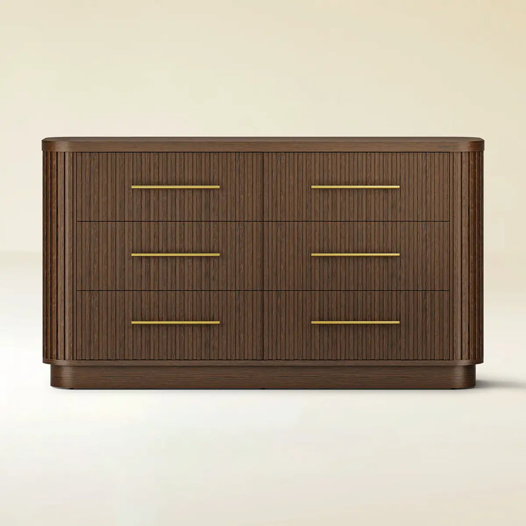 Cove Fluted Solid Oak 6-Dreawer Dresser
