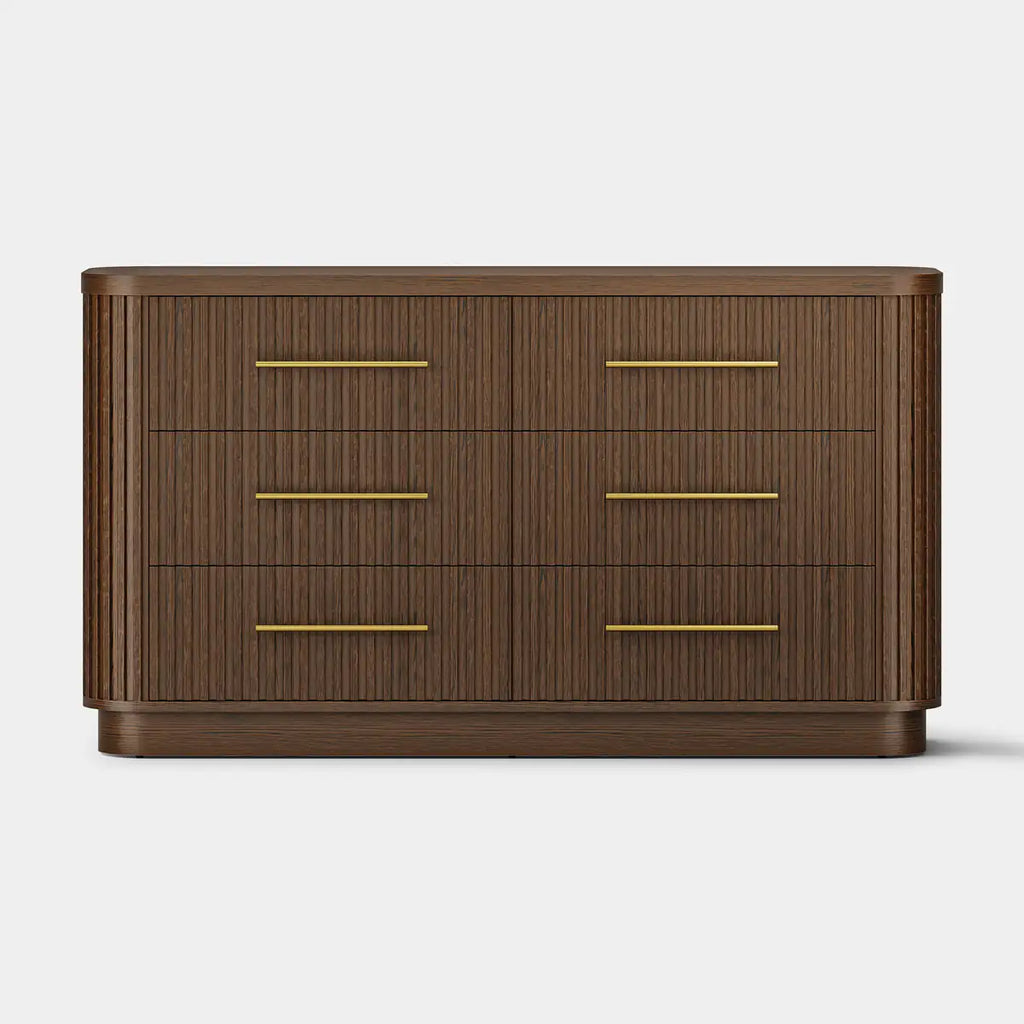 Cove Fluted Solid Oak 6-Dreawer Dresser