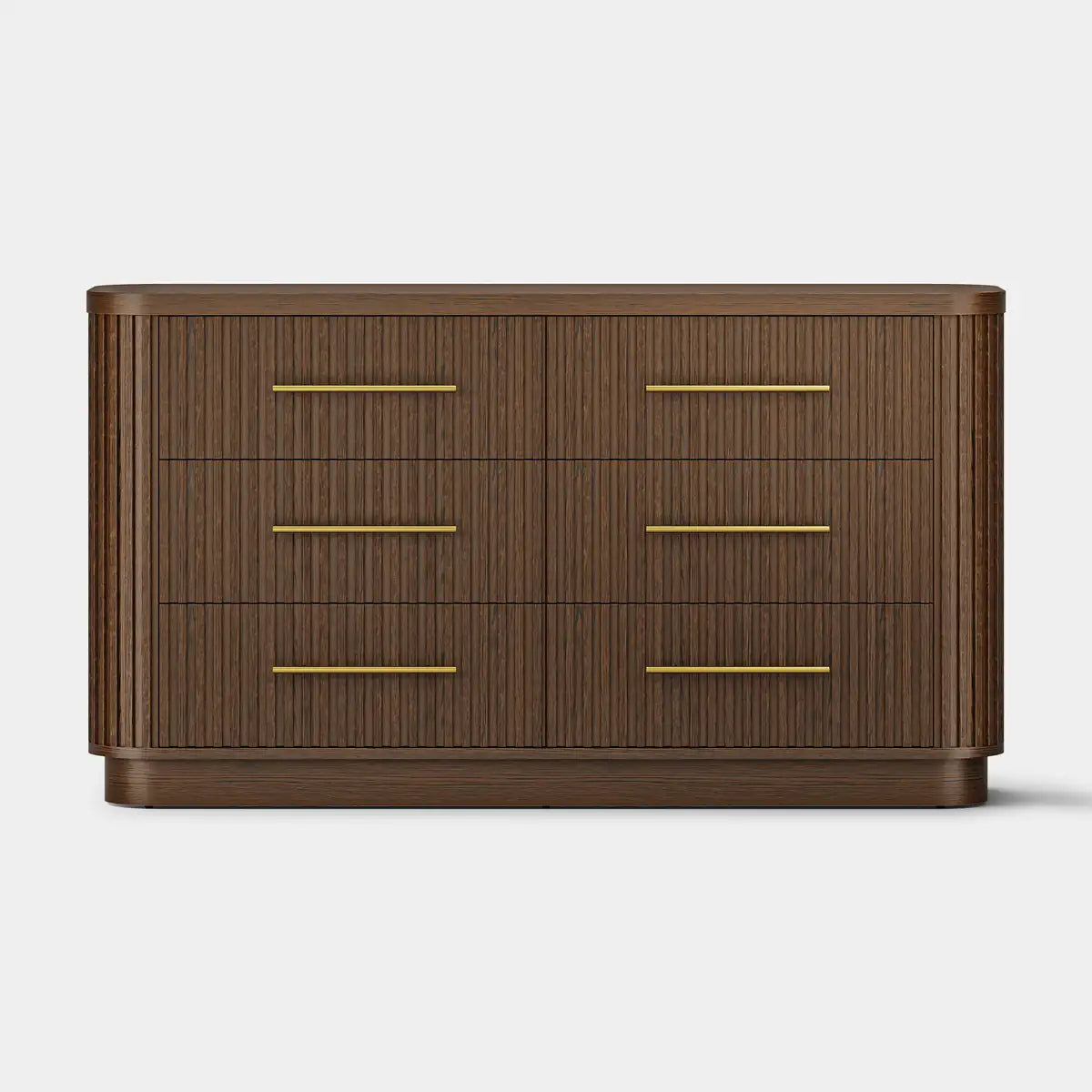 Cove Fluted Solid Oak 6-Dreawer Dresser