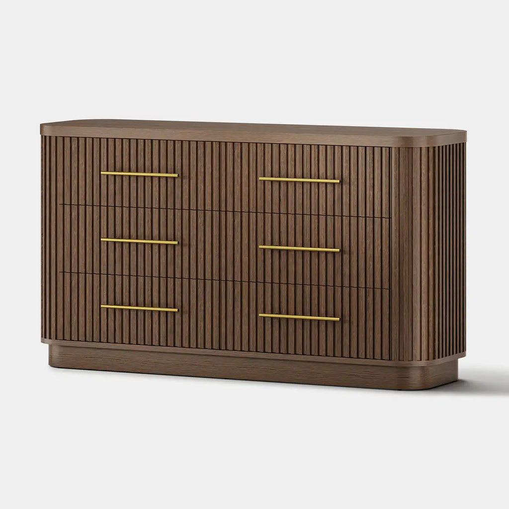 Cove Fluted Solid Oak 6-Dreawer Dresser