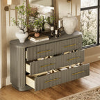 Cove Fluted Solid Oak 6-Dreawer Dresser