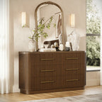 Cove Fluted Solid Oak 6-Dreawer Dresser