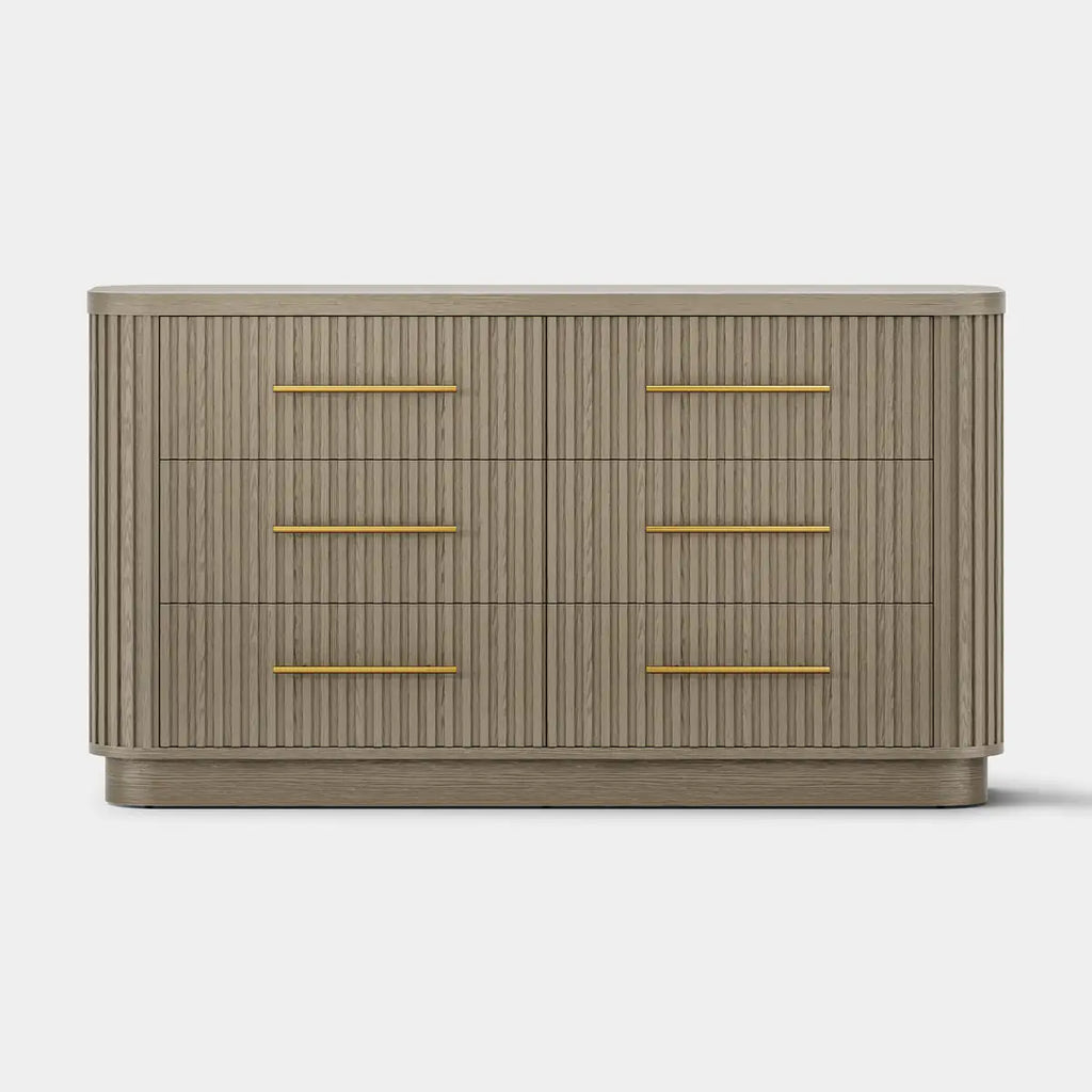 Cove Fluted Solid Oak 6-Dreawer Dresser