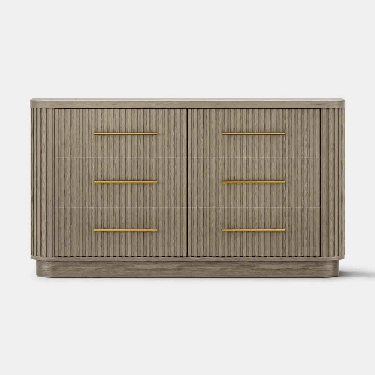 Cove Fluted Solid Oak 6-Dreawer Dresser