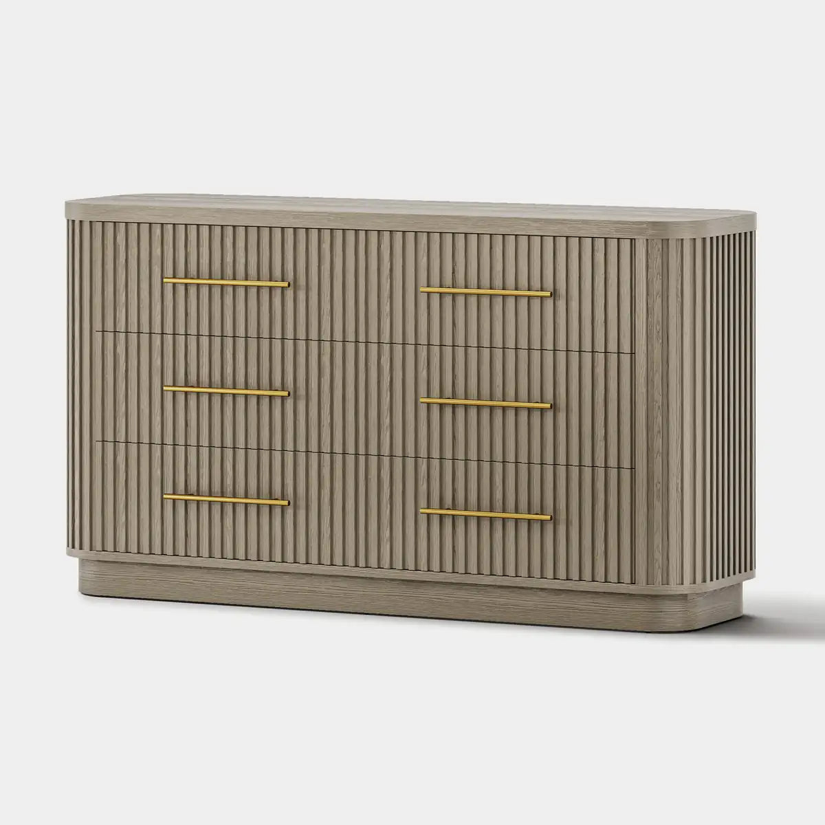 Cove Fluted Solid Oak 6-Dreawer Dresser