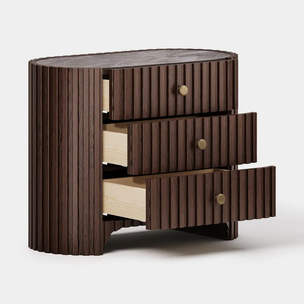 Cove Fluted Solid Oak Nightstand