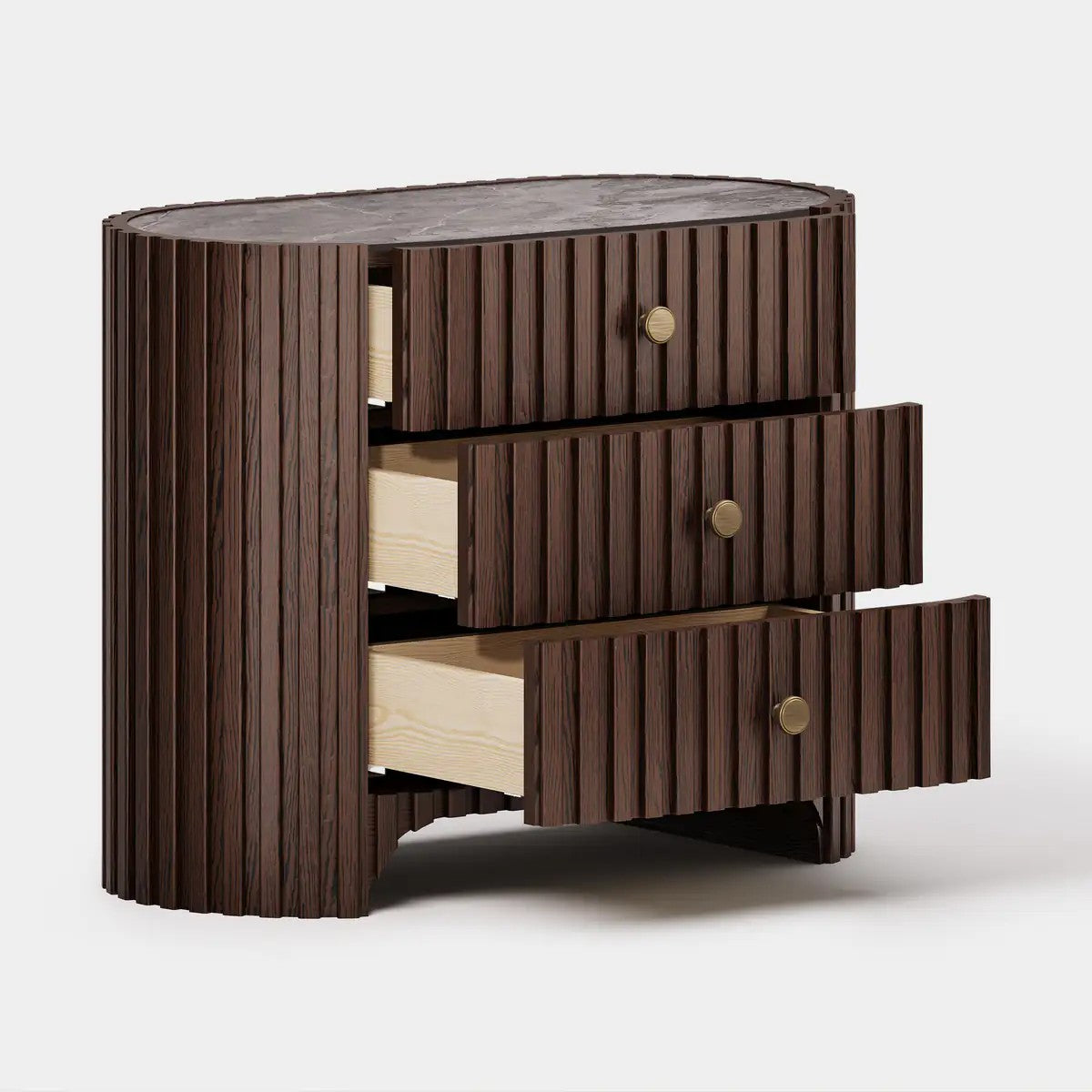 Cove Fluted Solid Oak Nightstand