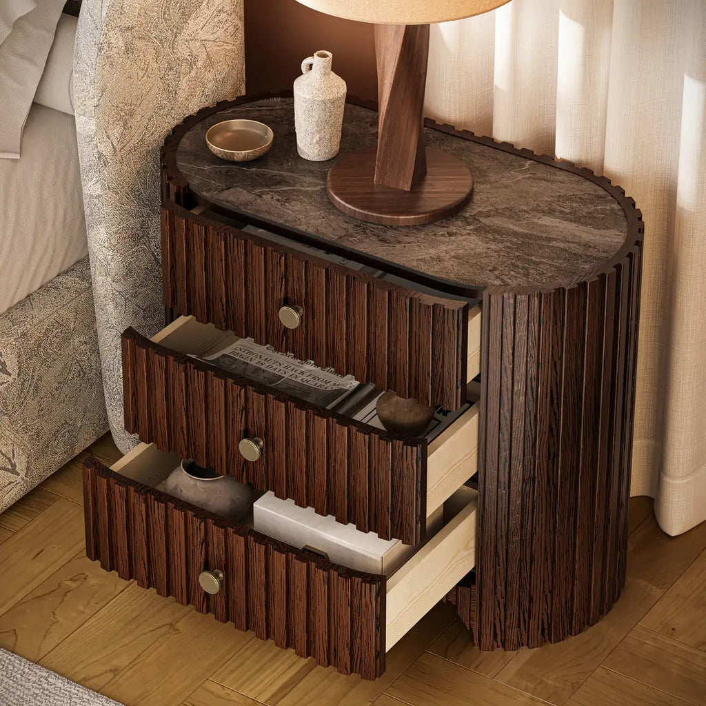 Cove Fluted Solid Oak Nightstand