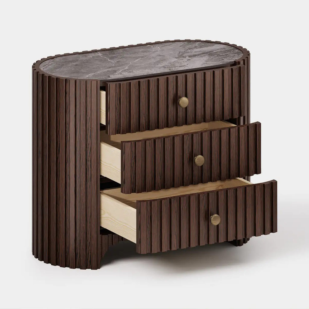 Cove Fluted Solid Oak Nightstand