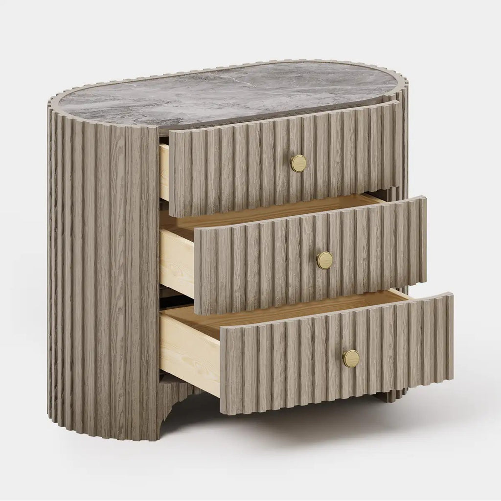 Cove Fluted Solid Oak Nightstand