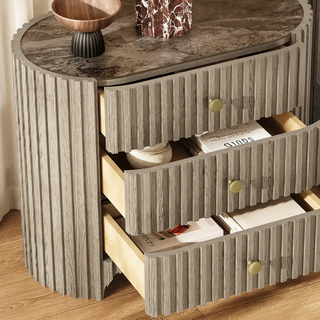 Cove Fluted Solid Oak Nightstand