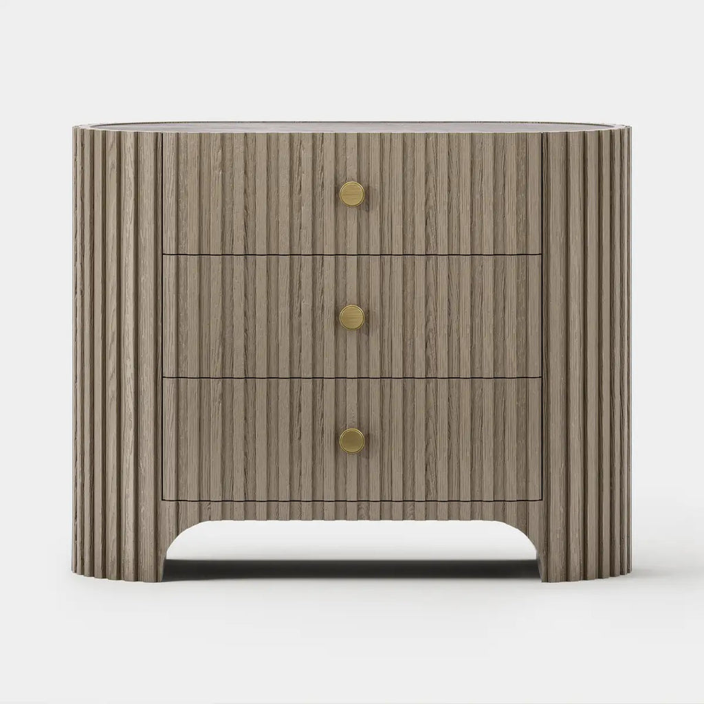 Cove Fluted Solid Oak Nightstand