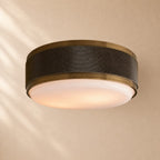 Dominic Perforated Metal Flush Mount with Milk Glass Diffuser