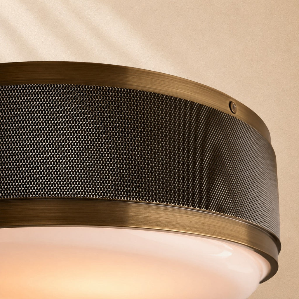 Dominic Perforated Metal Flush Mount with Milk Glass Diffuser