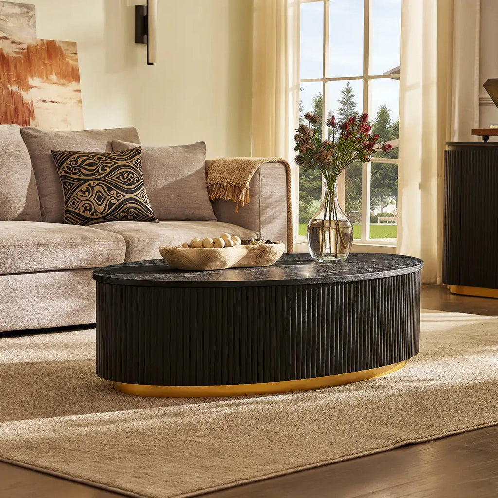 Echo Ridge Solid Oak Fluted Coffee Table 55"W