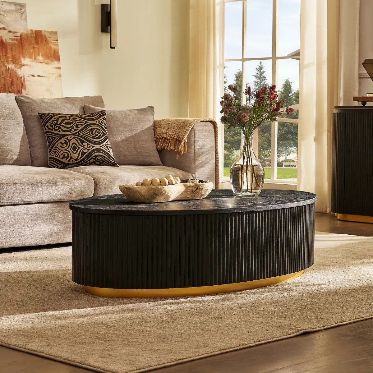 Echo Ridge Solid Oak Fluted Coffee Table 55"W