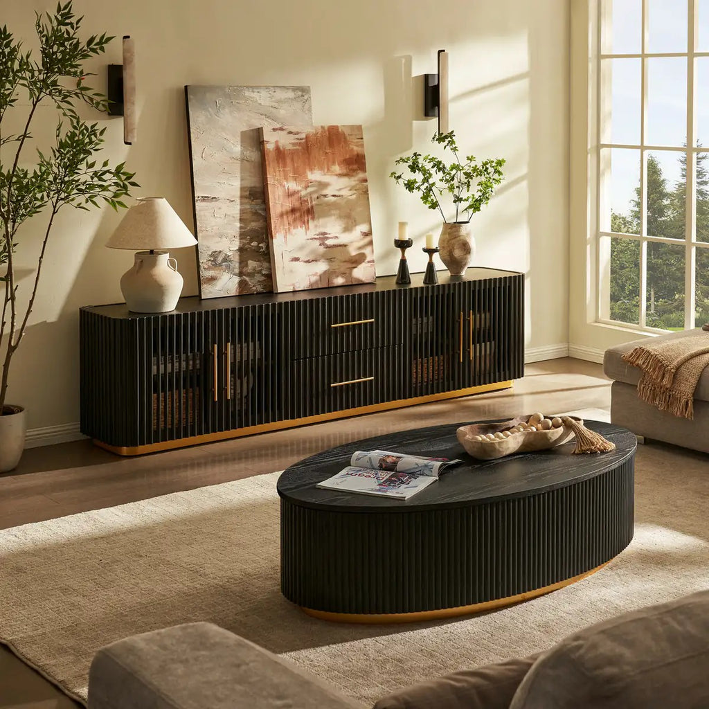 Echo Ridge Solid Oak Fluted Coffee Table 55"W