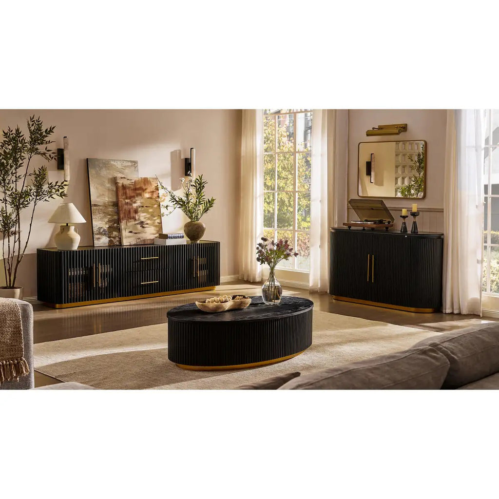 Echo Ridge Solid Oak Fluted Media Console 94"W