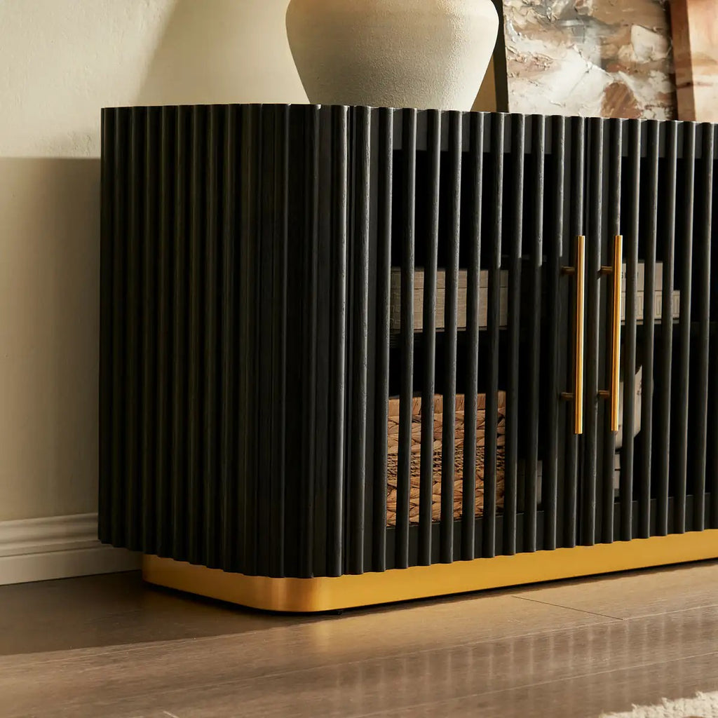 Echo Ridge Solid Oak Fluted Media Console 94"W