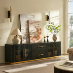 Echo Ridge Solid Oak Fluted Media Console 94"W