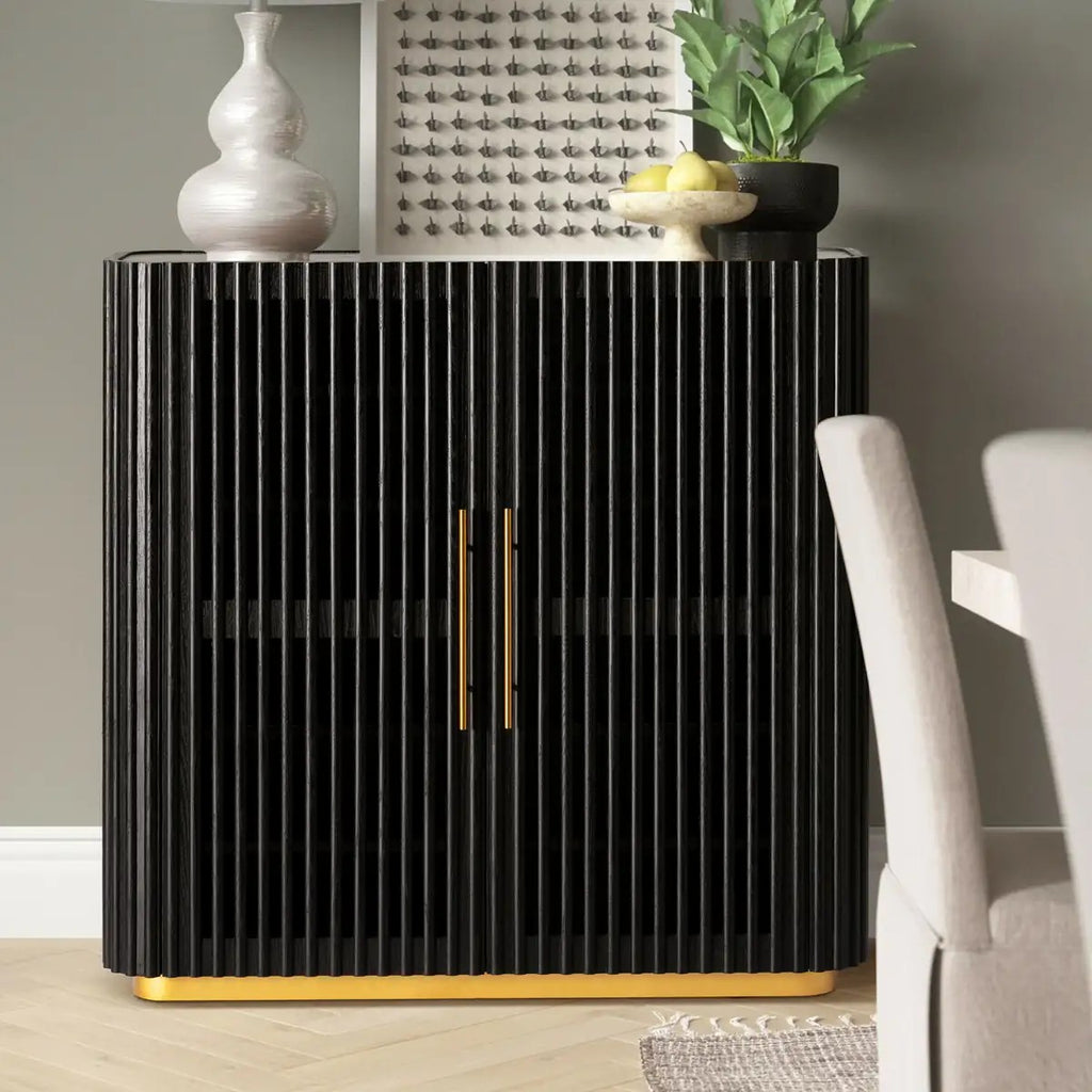 Echo Ridge Solid Oak Fluted Storage Cabinet 47“H