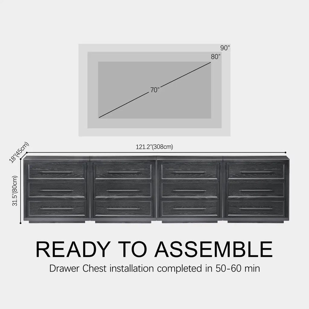 Elara Solid Wood 12-Drawer Dresser