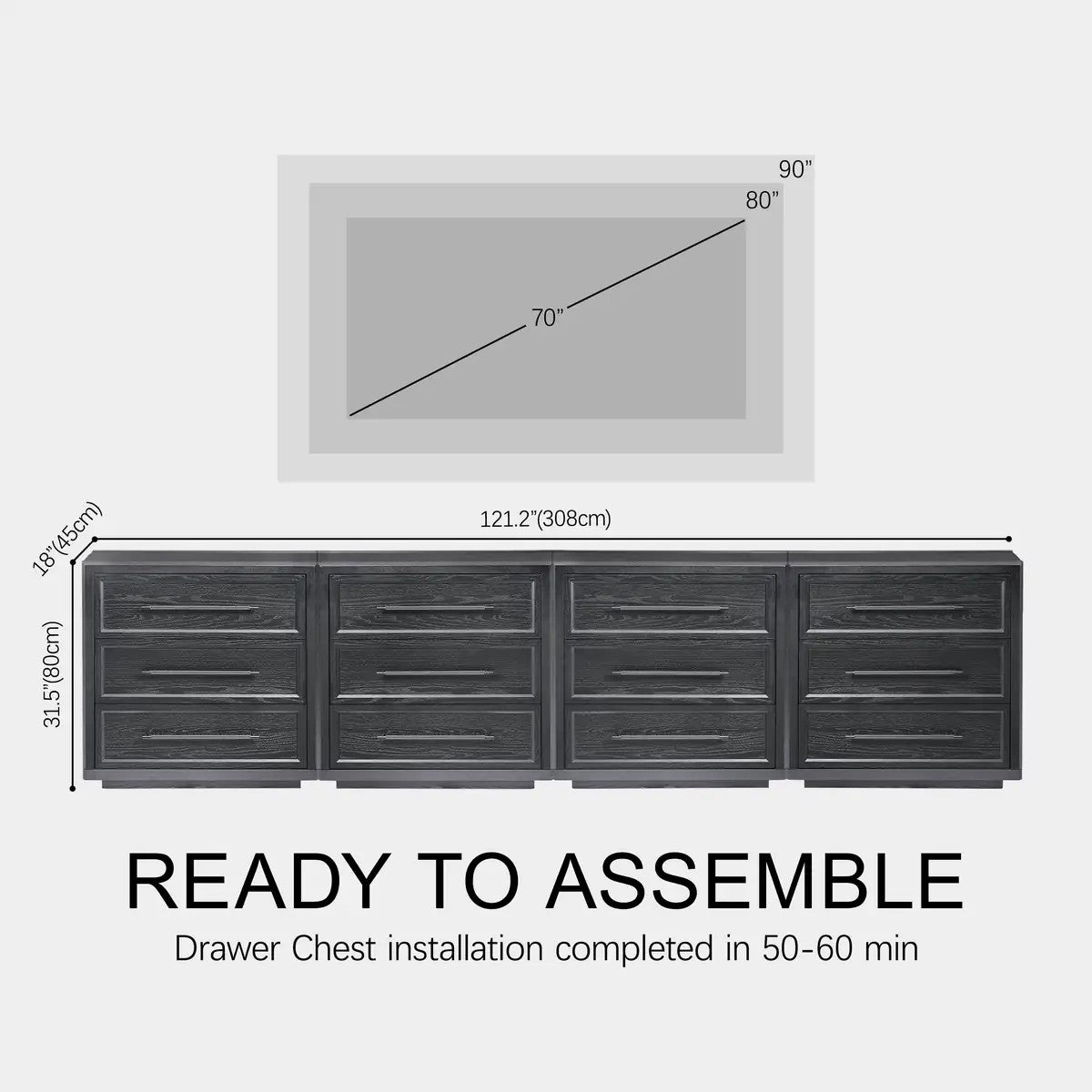 Elara Solid Wood 12-Drawer Dresser