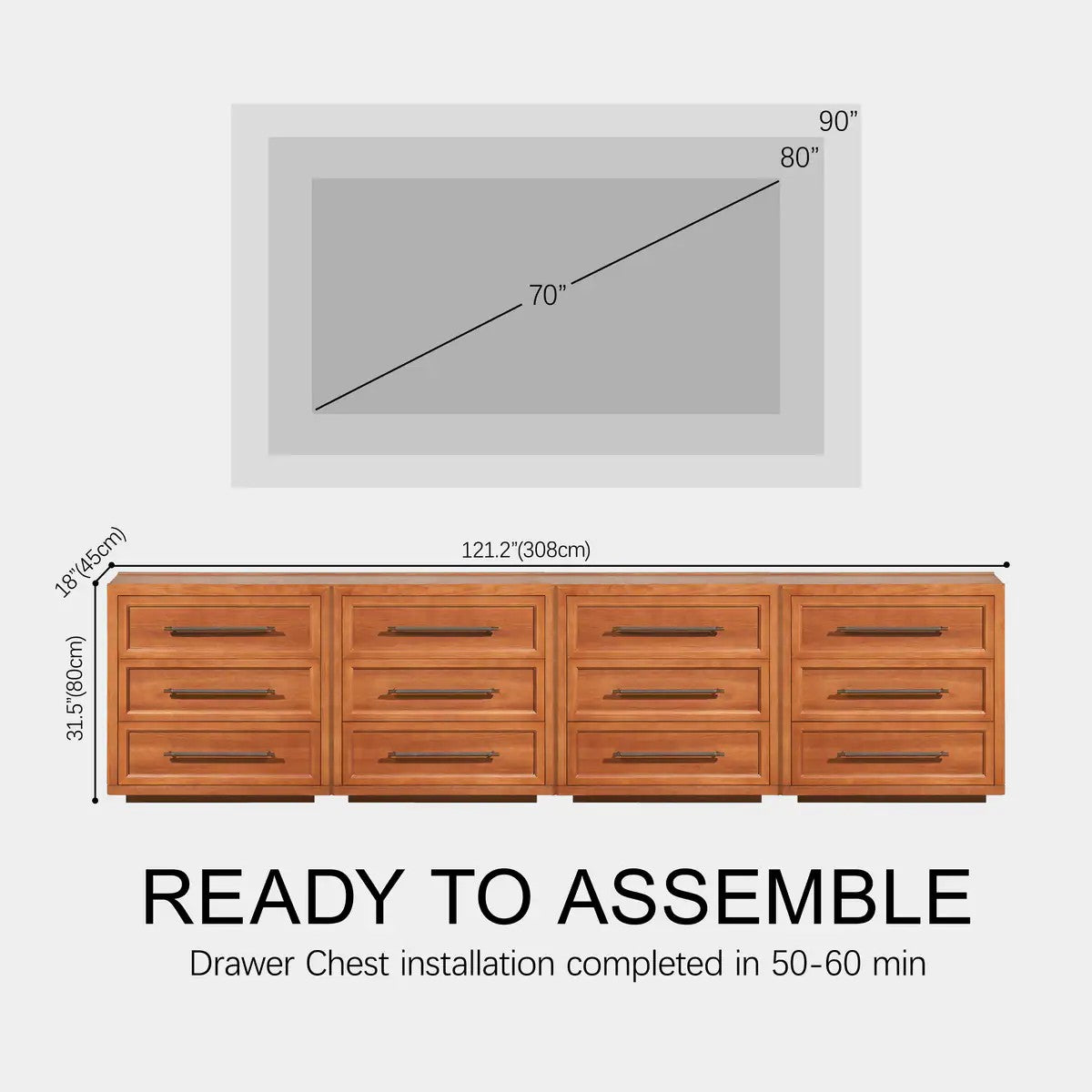 Elara Solid Wood 12-Drawer Dresser