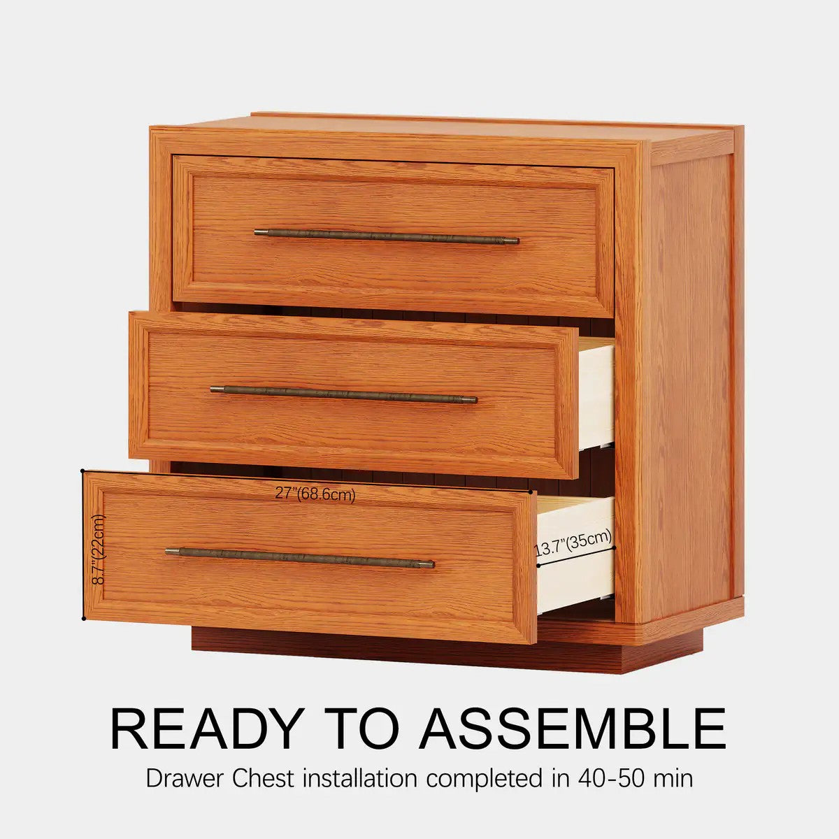 Elara Solid Wood 3-Drawer Chest