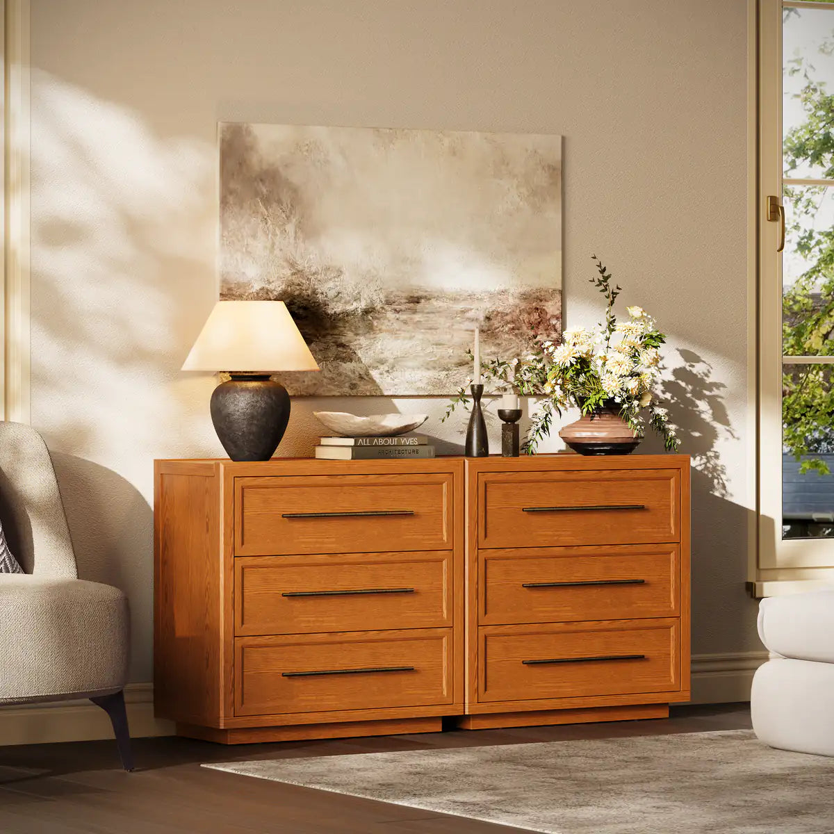 Elara Solid Wood 6-Drawer Dresser