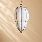 Ella Caged Opal Glass & Brass Large Pendant
