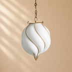 Ella Caged Opal Glass & Brass Small Pendant