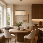 Ella Pleated Linen & Black Trim Pendant