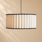 Ella Pleated Linen & Black Trim Pendant