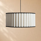 Ella Pleated Linen & Black Trim Pendant